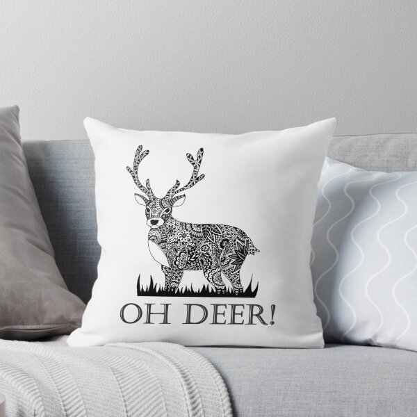 Aperçu de l'œuvre Oh Deer zentangle en noir et blanc créée et vendue par blackblizzard.