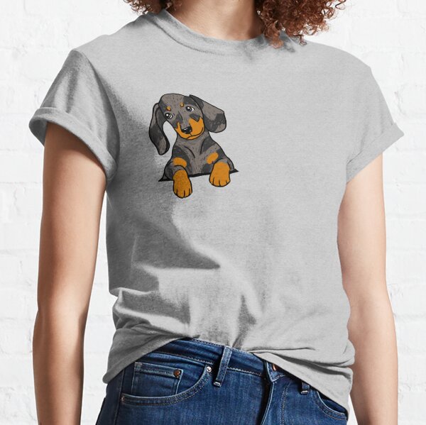 Cachorro Dapple Dachshund en tu bolsillo Camiseta clásica