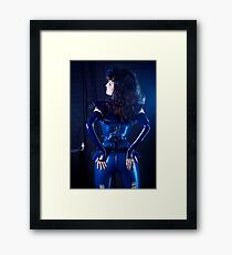 Blue latex corset 02 Framed Print