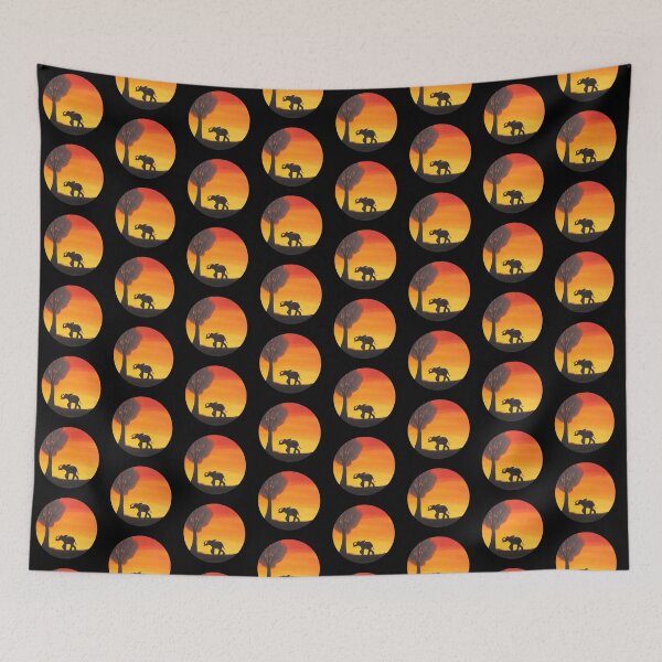 Item preview, African Elephant Sunset Silhouette - Artwork designed and sold by LukjanovArt.