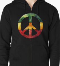 Friedenszeichen Rasta Reggae kein Kriegsentwurf Rastafari Geschenk Hoodie mit Reißverschluss