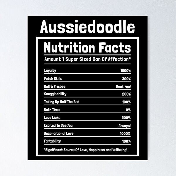 Item preview, Aussiedoodle Nutrition Facts Funny Dog Gift designed and sold by Guarddogdrive.
