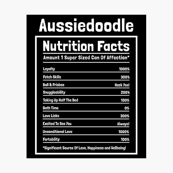 Item preview, Aussiedoodle Nutrition Facts Funny Dog Gift designed and sold by Guarddogdrive.