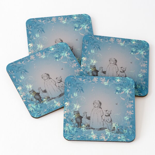 Item preview, Adorable Victorian Girl with her Pets - Floral Fine Art Print designed and sold by haRexia.