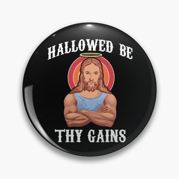 Item preview, Hallowed Be Thy Gains Gym Fitness Funny Workout Jesus designed and sold by Dressed For  Duty.