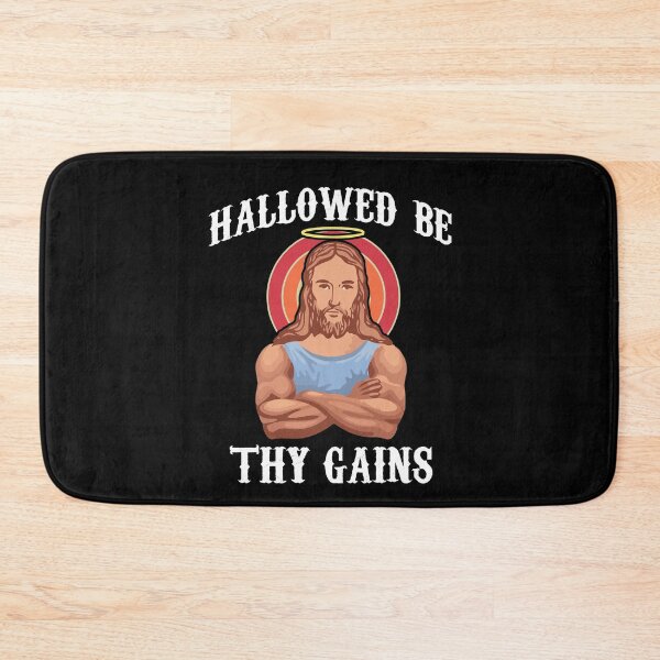 Item preview, Hallowed Be Thy Gains Gym Fitness Funny Workout Jesus designed and sold by Dressed For  Duty.