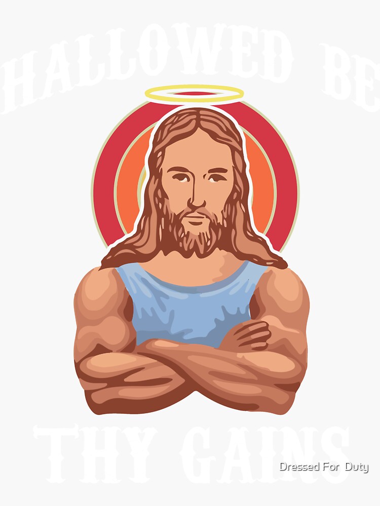 Hallowed Be Thy Gains Jesus Weight Lifting Workout' Water Bottle