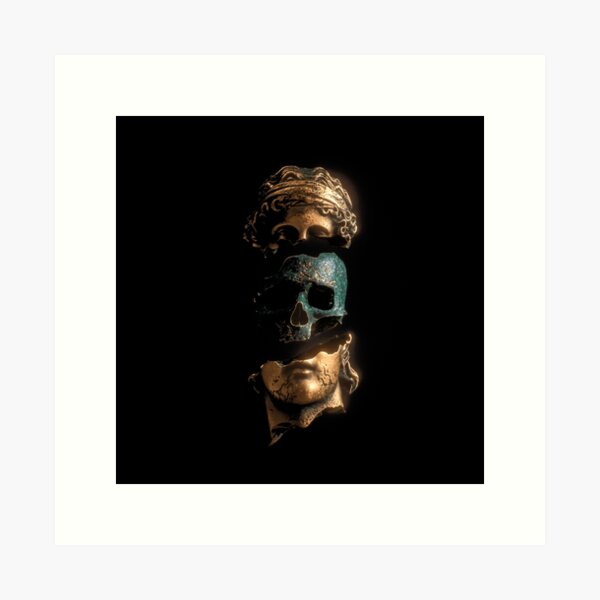 ALBUM COVER - Apashe on Behance | Vaporwave art, Skull art, gold skull, transparent,looks like an nft art Art Print