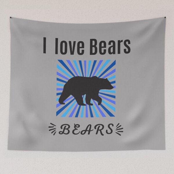 Item preview, I love bears bears - Bear with Blue sun rays designed and sold by BronikowskiART.