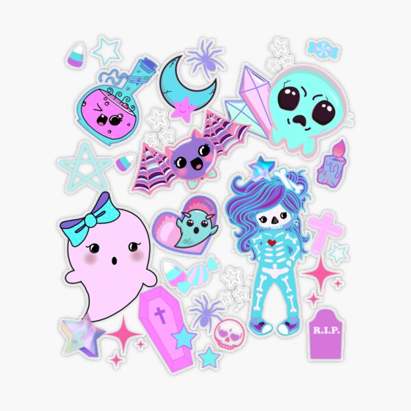 Creepy Cute Ghost Sticker Halloween Pastel Goth Kawaii Daisy 