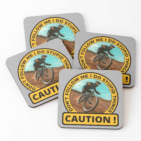 Item preview, Caution Don't Follow Me I Do Stupid Things Funny Cyclist Quote designed and sold by Tremendo.