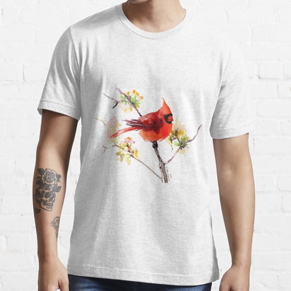 Red Cardinal Bird Blossom flower Jay bird Gift' Men's T-Shirt