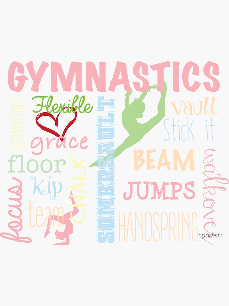 "Gymnastics Wordle" Sticker by sportart Redbubble