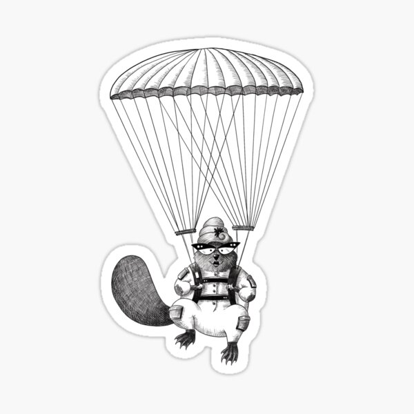 Parachuting Beaver #2 Sticker