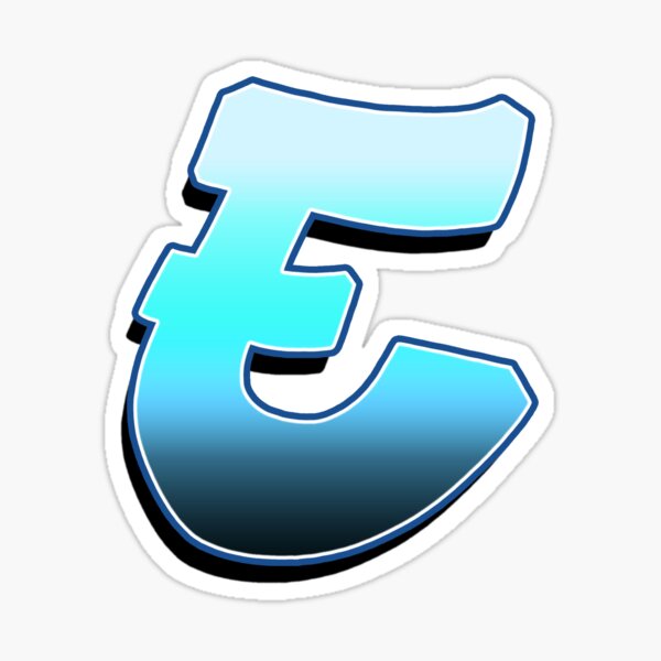 Letter E - Blue Fade Sticker