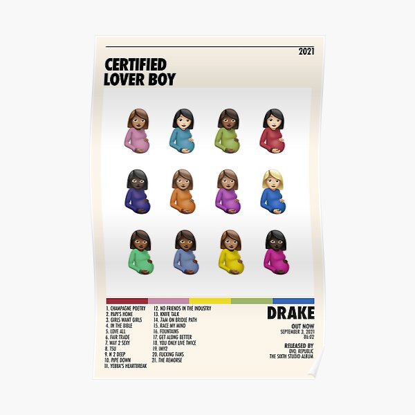Drake Certified Lover Boy Poster Poster Couverture de l'album Poster | Impression d'affiche | Art mural | Décor à la maison Affiche Poster