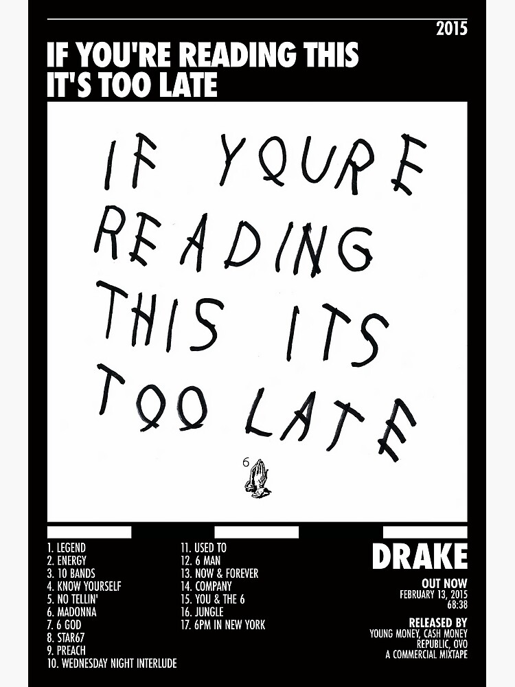 "If You're Reading This It's Too Late Poster Poster Album Cover Poster ...