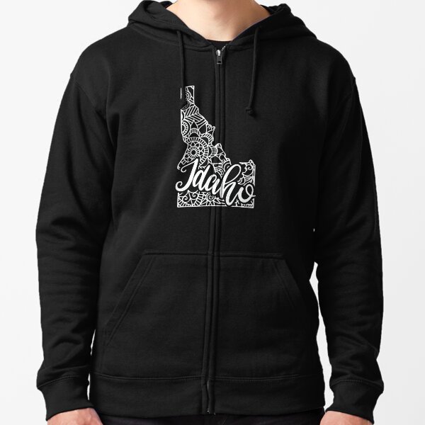 Idaho Mandala Design, Idaho Lover Shirt, Idaho State Map Shirt, Idaho Travel Gifts, Idaho Apparel, Idaho Clothing, Idaho Travel T-Shirt Zipped Hoodie