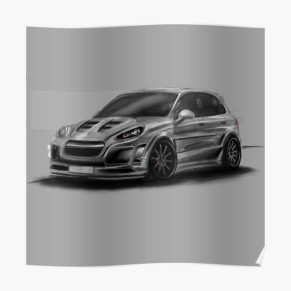 Porsche Cayenne Gray Artrace body-kit Poster