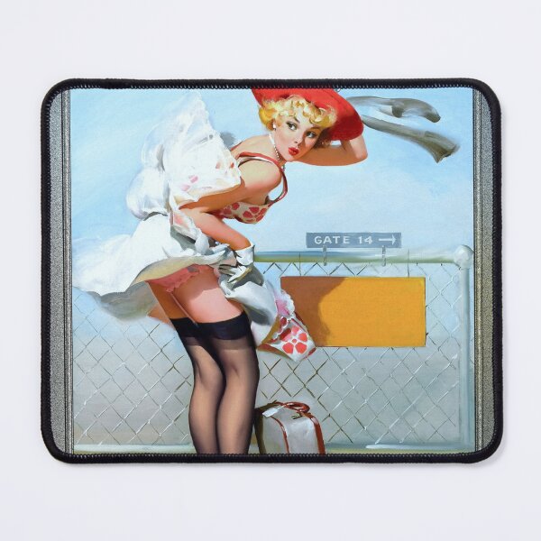 Item preview, Mishap At Gate 14 by Gil Elvgren Remastered Vintage Illustration Xzendor7 Art Reproductions designed and sold by Xzendor7 Digital Art Creations.