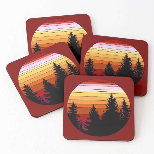 Item preview, Red Retro Forest Sunset designed and sold by GyngerGarza.