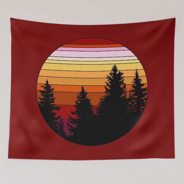 Item preview, Red Retro Forest Sunset designed and sold by GyngerGarza.