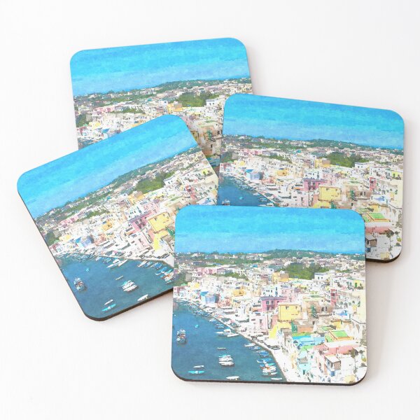 Item preview, Italian coastal village. Digital oil painting designed and sold by Vivid Studio.