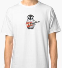 Baby Penguin Playing Austrian Flag Guitar Classic T-Shirt