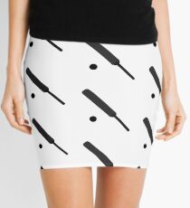 Silhouetted Cricket Bat and Ball Patterned Mini Skirt