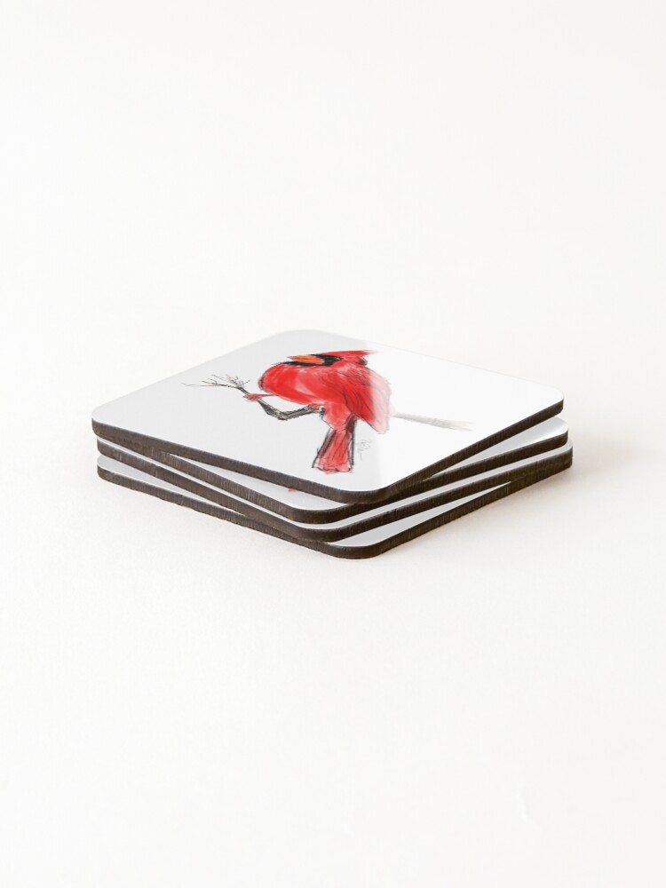 Thumbnail 4 of 5, Coasters (Set of 4), Red Cardinal designed and sold by ryanbiddle.