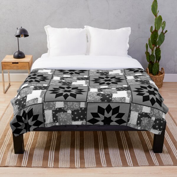 Item preview, Black And White Quilted Granny Squares Quilt designed and sold by Designs By YL.