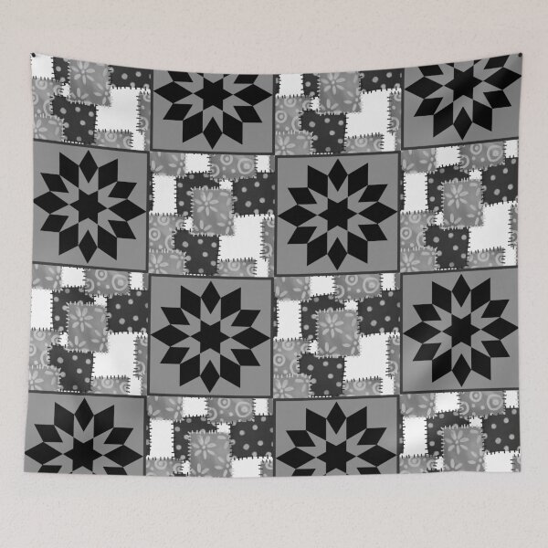 Item preview, Black And White Quilted Granny Squares Quilt designed and sold by Designs By YL.