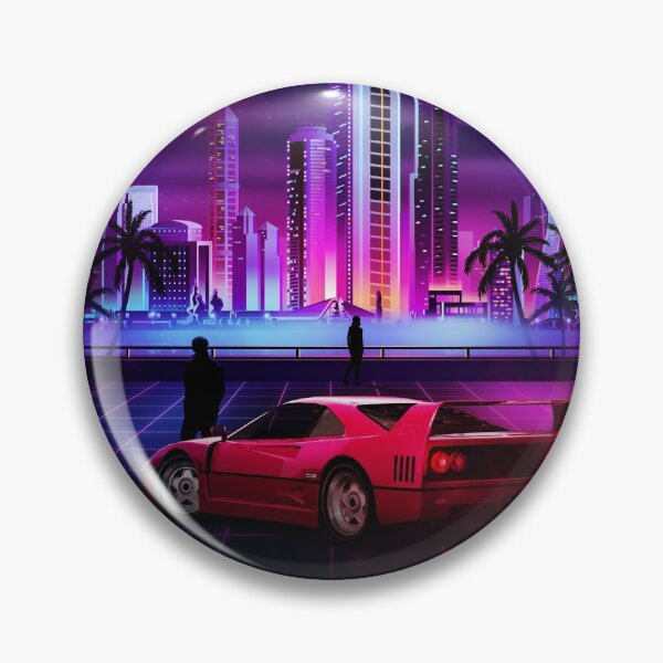 Item preview, Colorful retro design with 80s style synthwave city landscape artwork designed and sold by 486DesignCo.