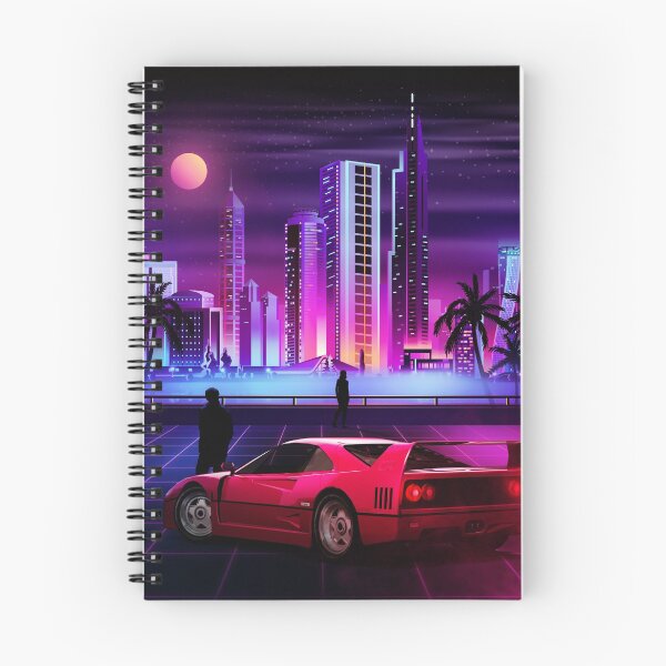 Item preview, Colorful retro design with 80s style synthwave city landscape artwork designed and sold by 486DesignCo.