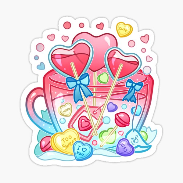 50/100PCS Cute Cartoon Love Heart Stickers Kawaii Candy Colors
