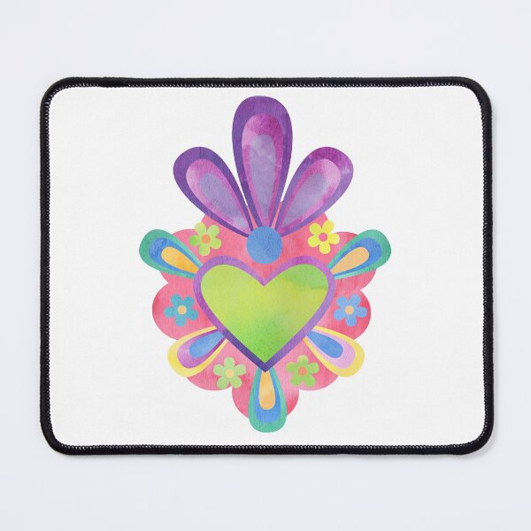 Item preview, SACRED HEART, WATERCOLOR HEART, MEXICO, mexican folk, mexican craft, mexican heart, heart, watercolor, flowers designed and sold by Terevela.