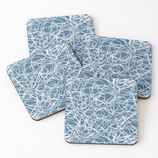Item preview, Blue and White Thick Scribble Mosaic Pattern Pairs DE 2022 Trending Color Big Sur Blue Jade DET577 designed and sold by ColorOfTheYears.