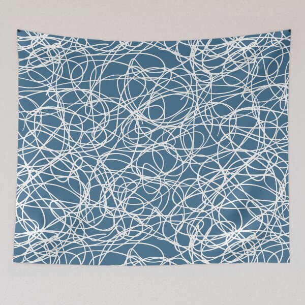 Item preview, Blue and White Thick Scribble Mosaic Pattern Pairs DE 2022 Trending Color Big Sur Blue Jade DET577 designed and sold by ColorOfTheYears.