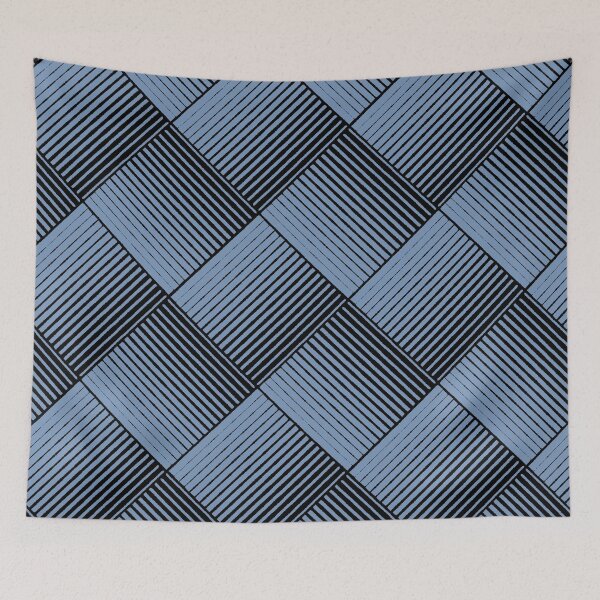 Item preview, Black and Blue Square Mosaic Stripe Pattern Pairs DE 2022 Trending Color Ocean City DE5879 designed and sold by ColorOfTheYears.