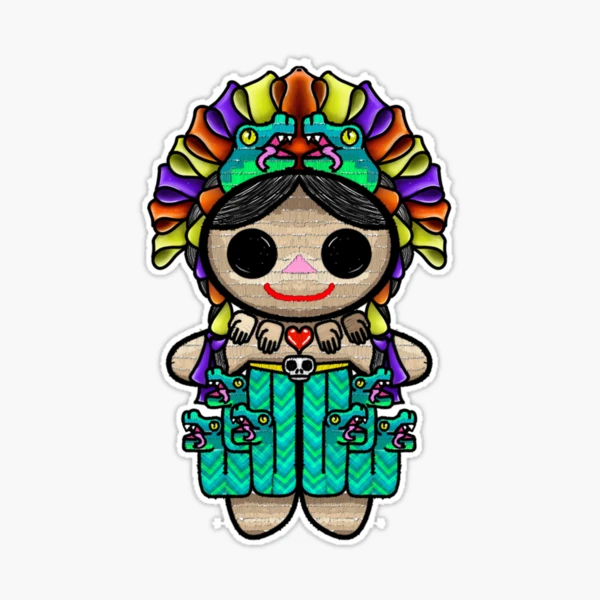 Mexican Doll, Mexican Goddess Coatlicue like mexican embroidery
