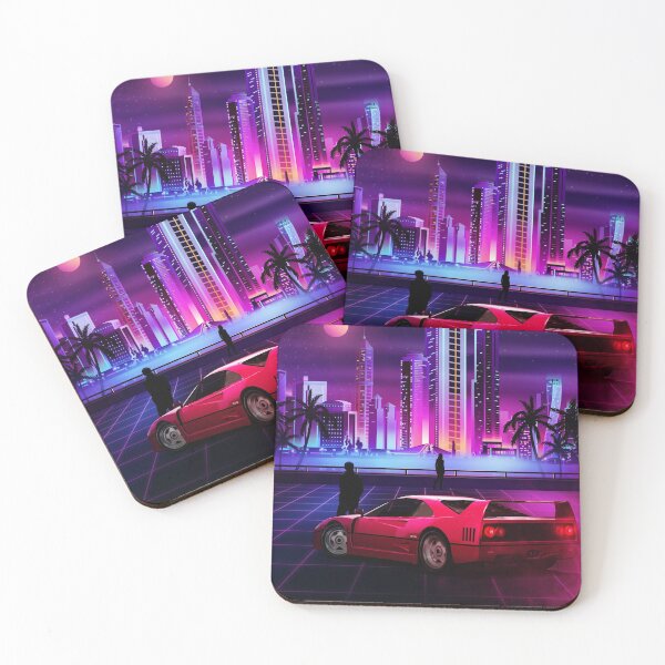 Item preview, Colorful retro design with 80s style synthwave city landscape artwork designed and sold by 486DesignCo.