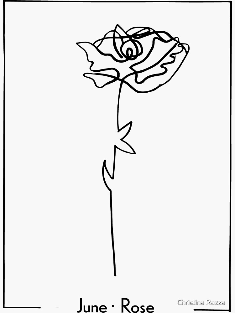 "June Birth Flower Line Drawing" Sticker for Sale by christinarazza