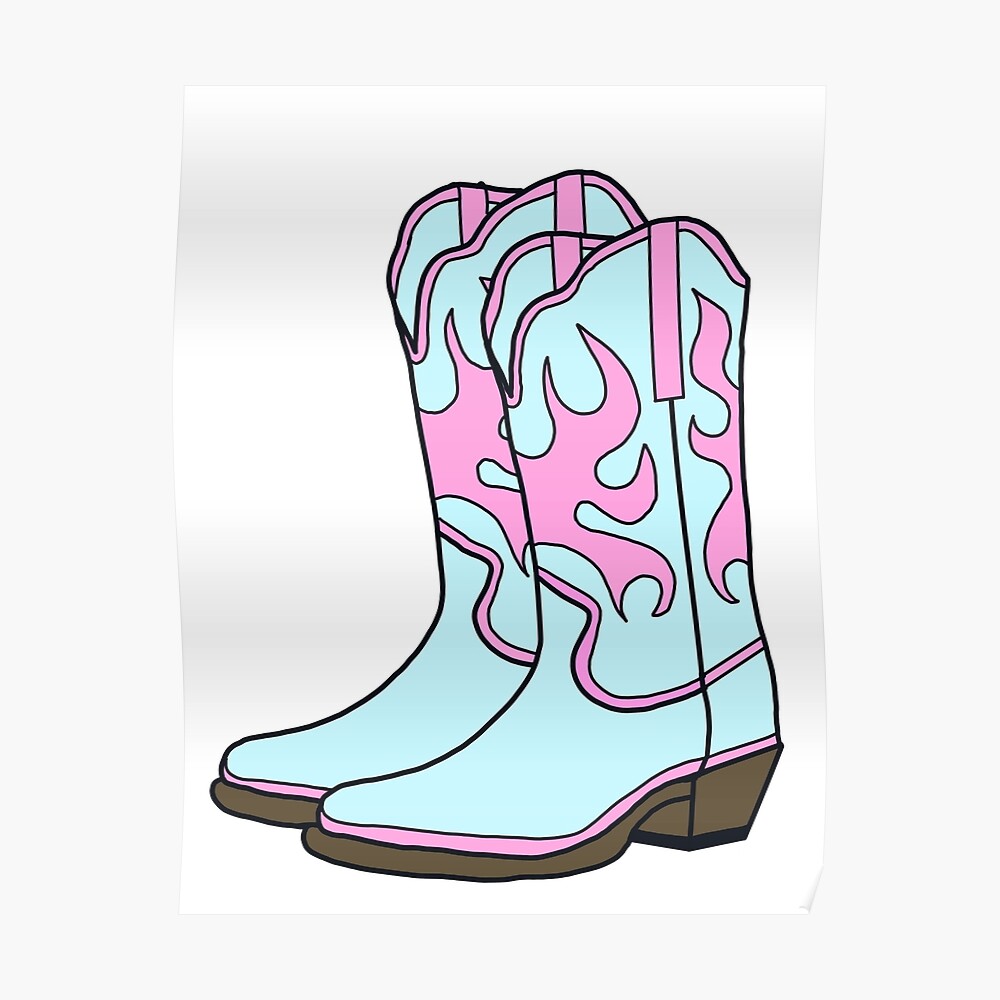 Blue and Blue Cowgirl Boot Sticker Sticker for Sale by cailinanne