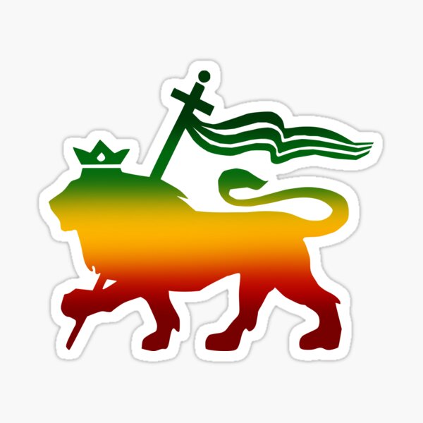 Lion de Juda Rasta Reggae Roots Jamaïque Roi Drapeau Sticker