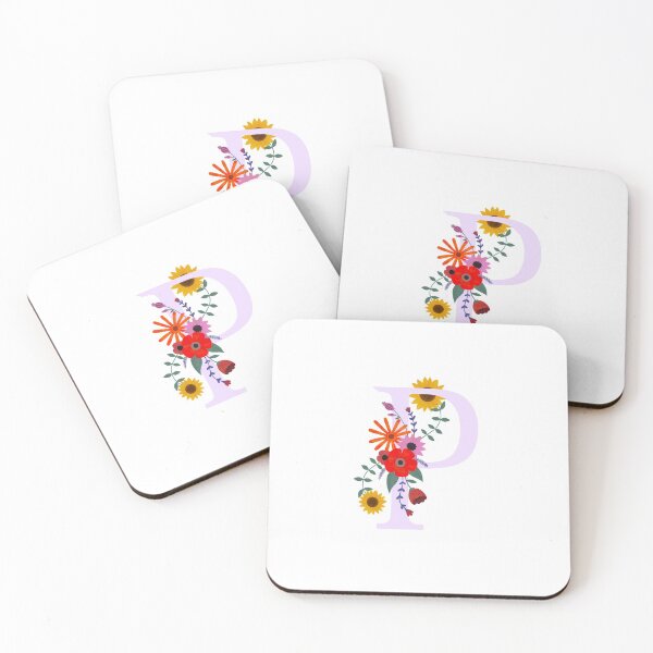 Aperçu de l'œuvre Monogramme Floral Illustré Lettre Art P Initial créée et vendue par Illustratebynat.