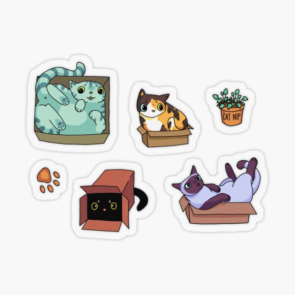 Cats in Boxes! Transparent Sticker