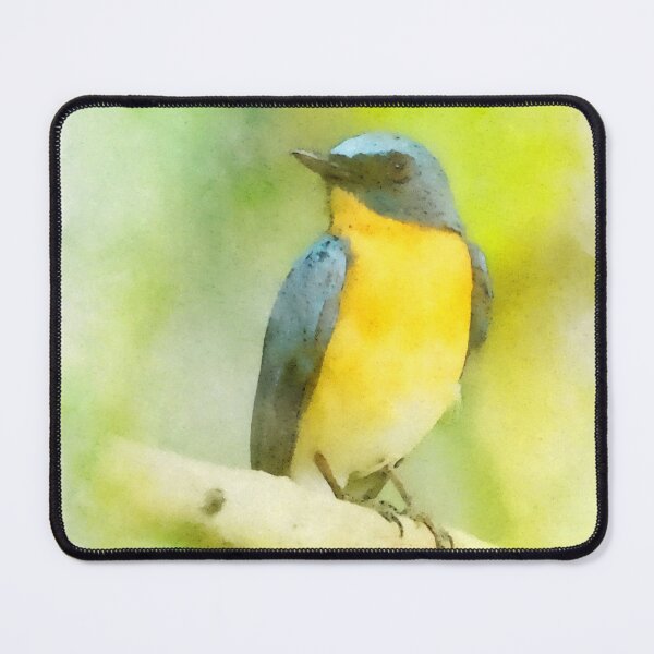Item preview, Little blue and yellow bird. Digital watercolor designed and sold by Vivid Studio.