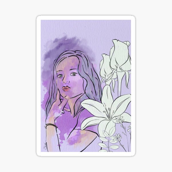 Contemporary Woman with Flowers Sticker