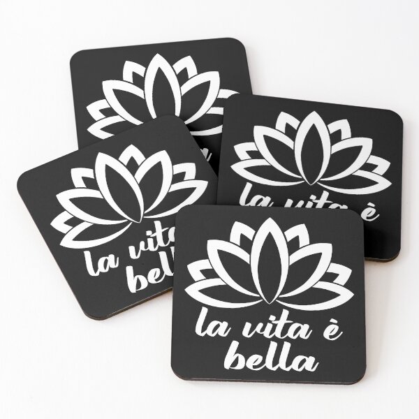 Item preview, La Vita è Bella Italian Phrase With Lotus Flower designed and sold by Bad Kitty Designz.