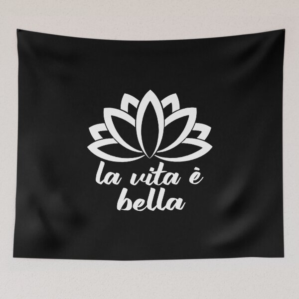 Item preview, La Vita è Bella Italian Phrase With Lotus Flower designed and sold by Bad Kitty Designz.